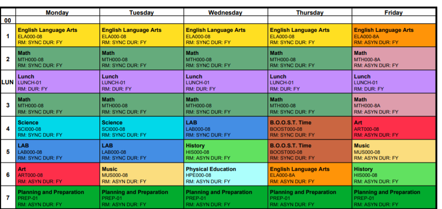 sample school schedule