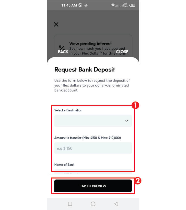 Request deposit