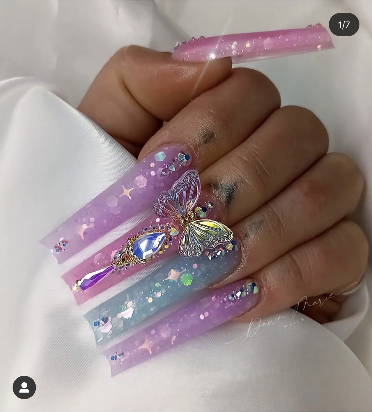 Frozen Themed Glamorous Birthday Nails