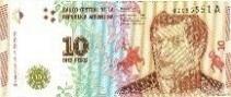 10 Pesos ARGENTINA 2016 P.360 b97_6236 Billetes