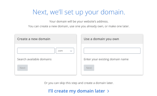 Bluehost- Create a domain