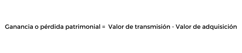Fórmula para calcular la ganancia o pérdida patrimonial al declarar la venta de un piso.