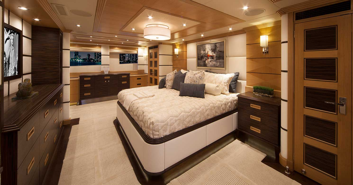 Rendering of a Stateroom in a Superyacht.