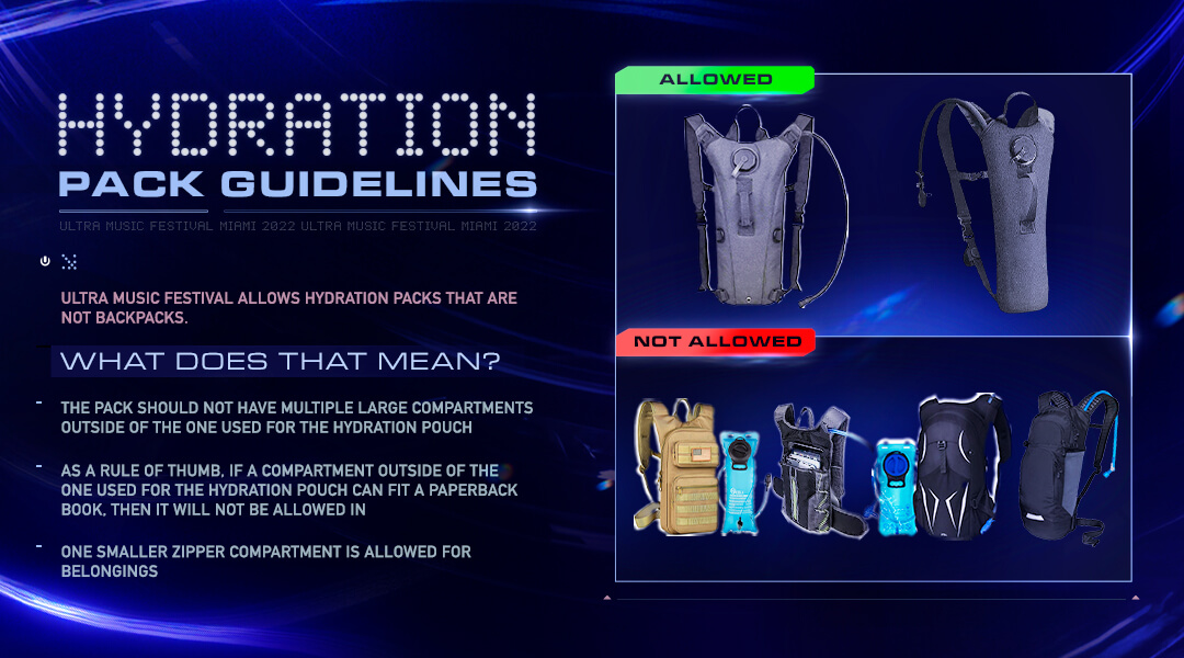 Ultra allows hydration packs that "are not backpacks."