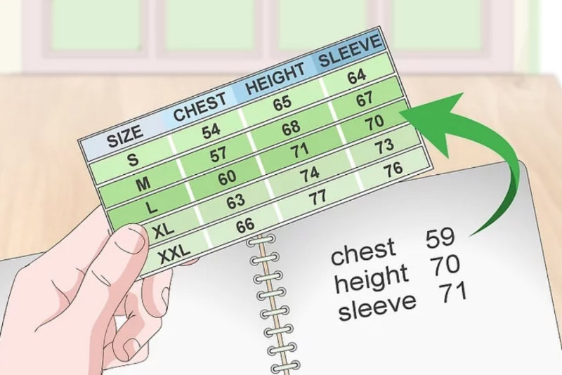 Đối chiếu với các số đo của mình với mẫu áo tại cửa hàng mà bạn đang muốn mua hoặc cung cấp số đo này cho công ty để đặt may đồng phục