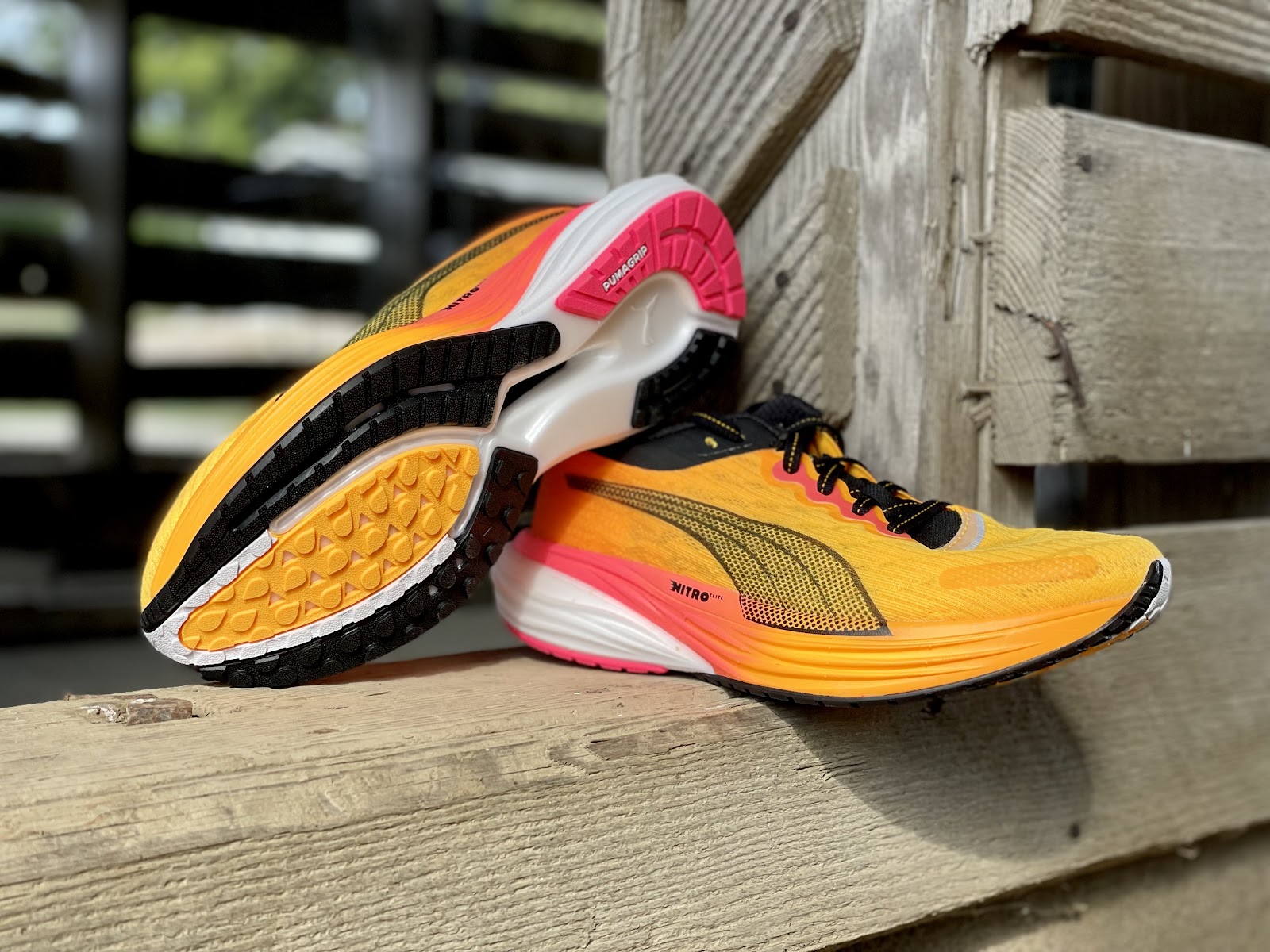 Puma Deviate Nitro Elite Fireglow Mens Training Comfort Running Shoes -  Yellow