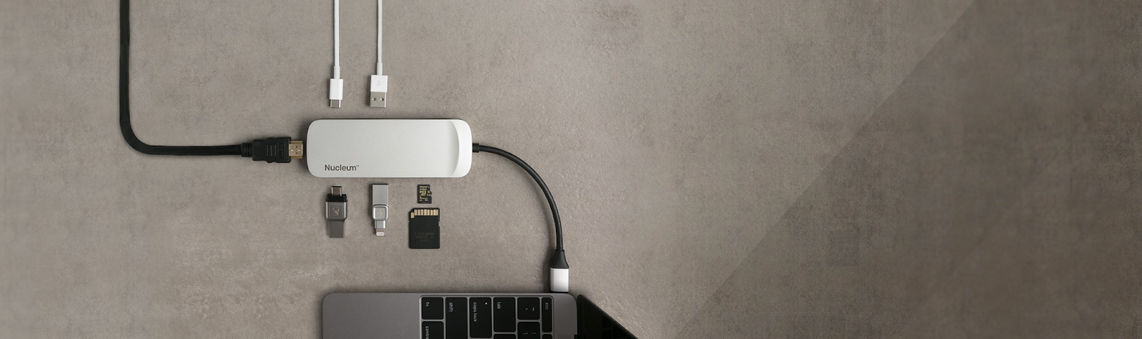 USB Хаб KINGSTON Nucleum 7-in-1 USB-C кабель + USB 3.0, HDMI, SD, microSD, Power Pass through, Type-C ports