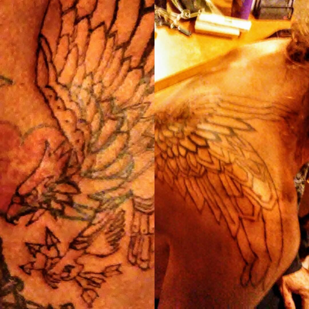 Eagle Outline Tattoo Design On Back