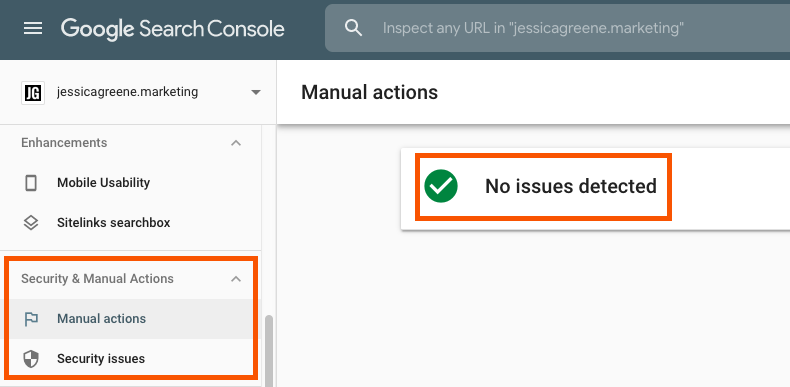 finding manual actions in google search console