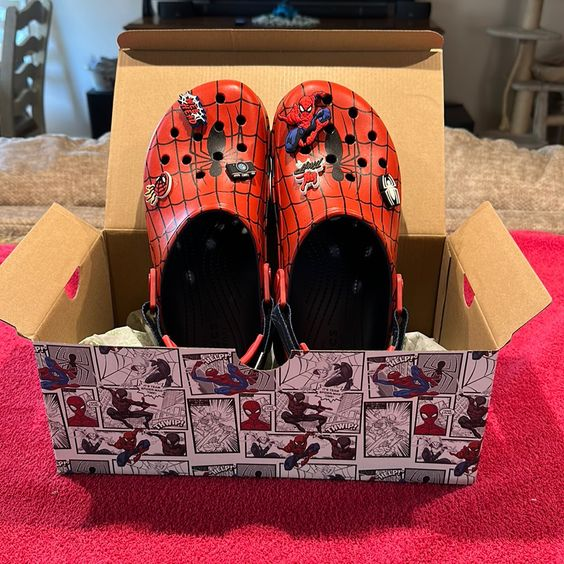 Another look of the footwear coming from a box