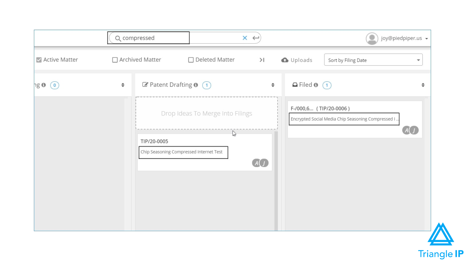 Triangle IP's innovation management platform- Filter ideas based on tag