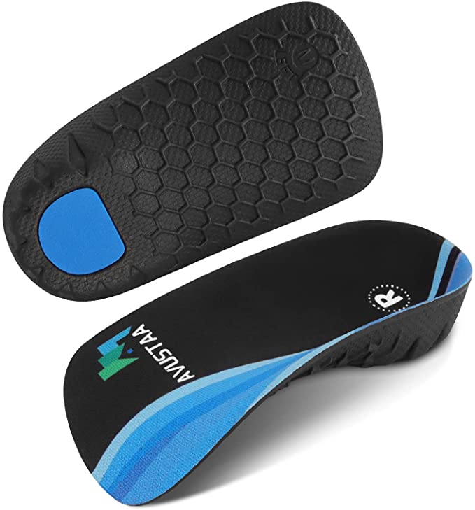 High Arch Support Insoles 3/4 Orthotic Inserts for Flat Feet Plantar Fasciitis Relief Overpronation, Shoes Insoles for Men Women Running, Black and Blue(M:Men 6.5-8.5, Women 7.5-9.5)