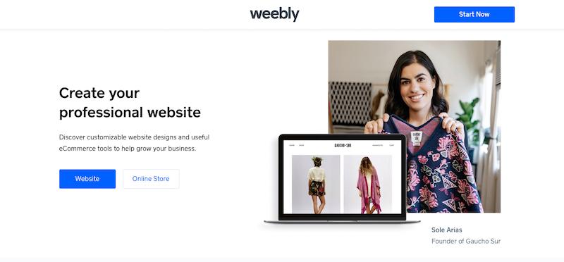 Creador de sitios web Weebly popular.