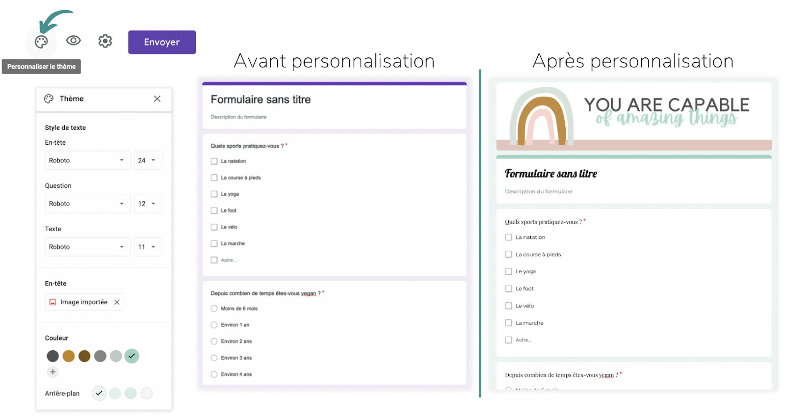 La personnalisation de son questionnaire Google Form