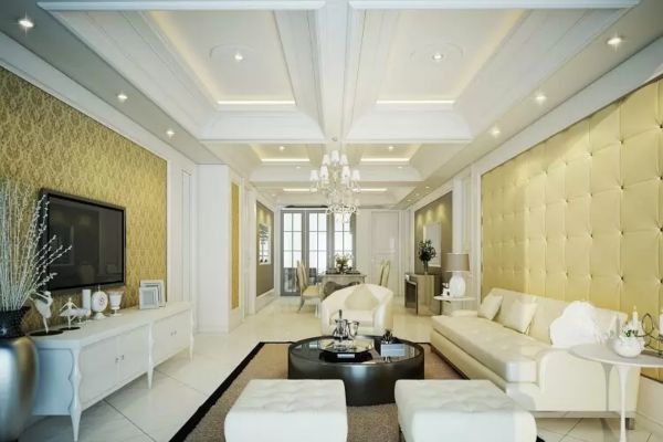 trần thạch cao phòng khách 40m2 cho biệt thự đẹp