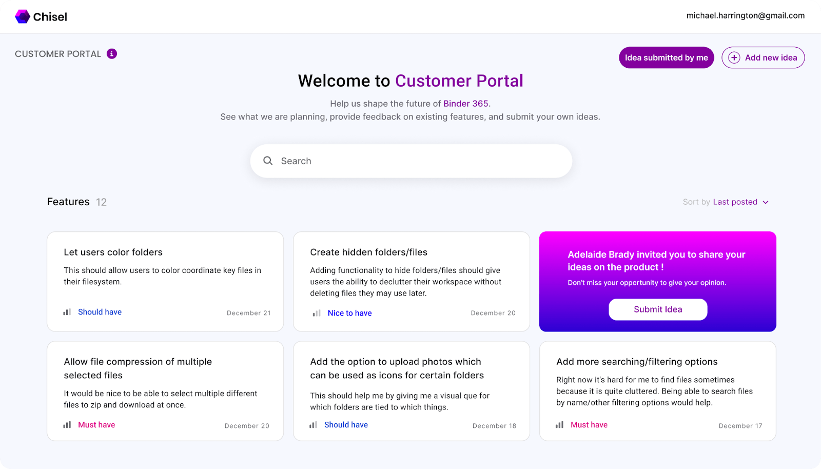 Directly Hear Your Customers' Ideas With Chisel’s Feedback Portal