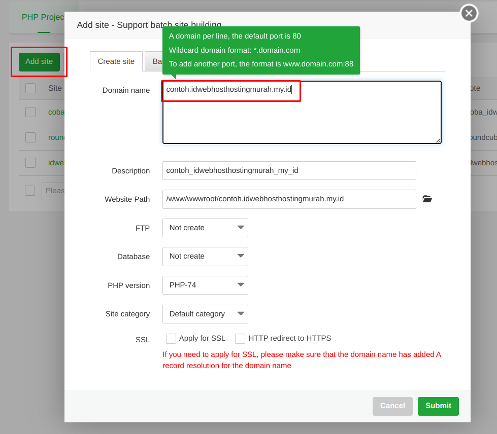 Cara Membuat Subdomain di aaPanel