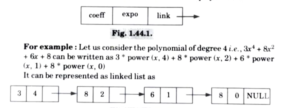 Write ‘C’ functions to add two such polynomials represented by a linked list.