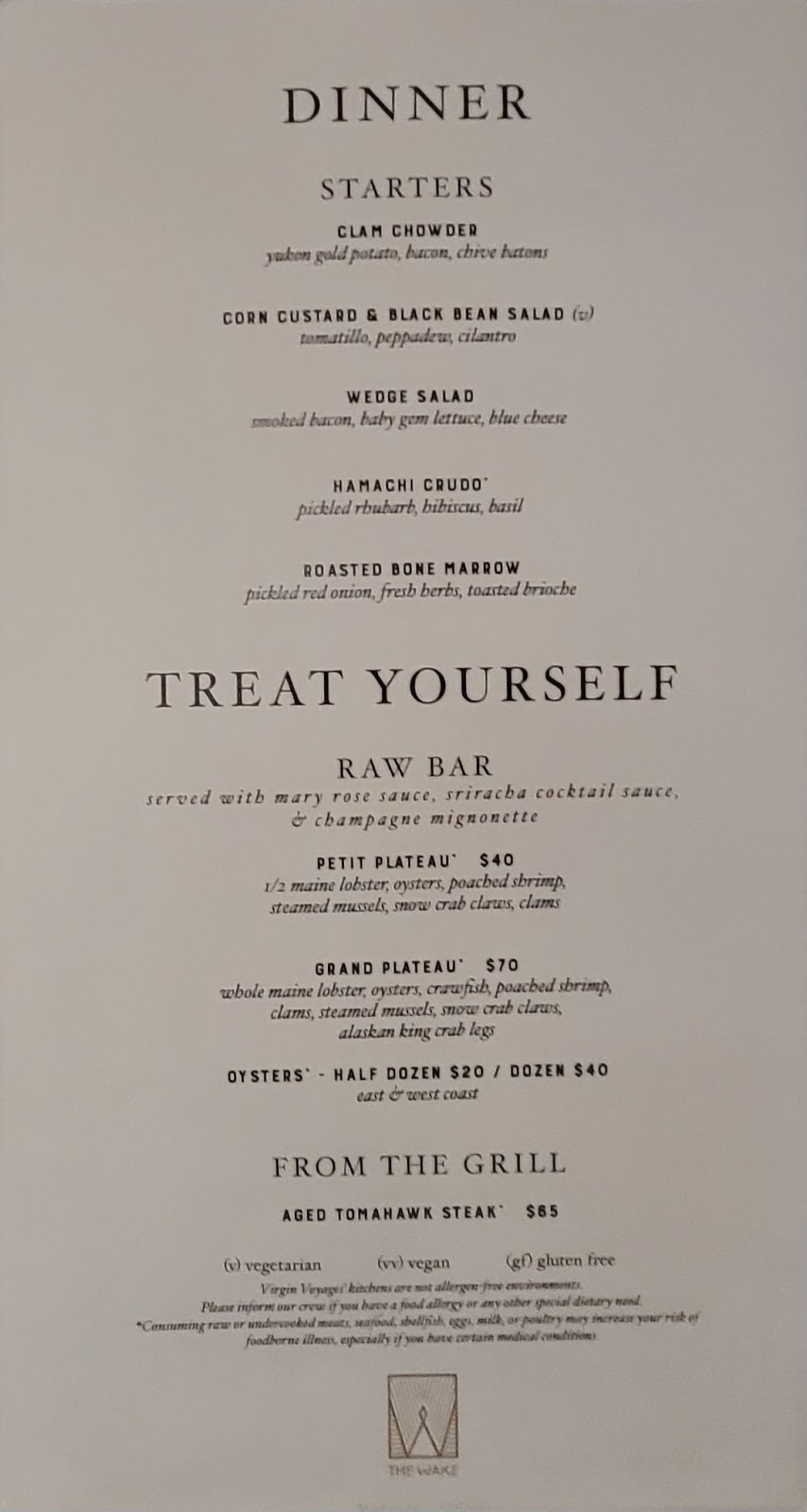 The Menu for the Wake