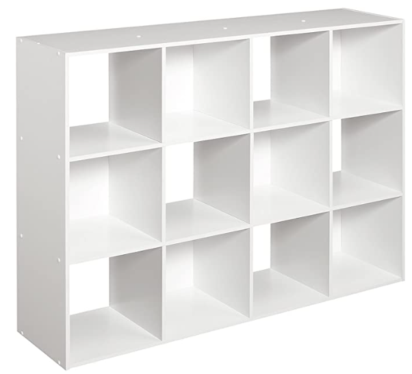 white cubicle with open units for kids toys