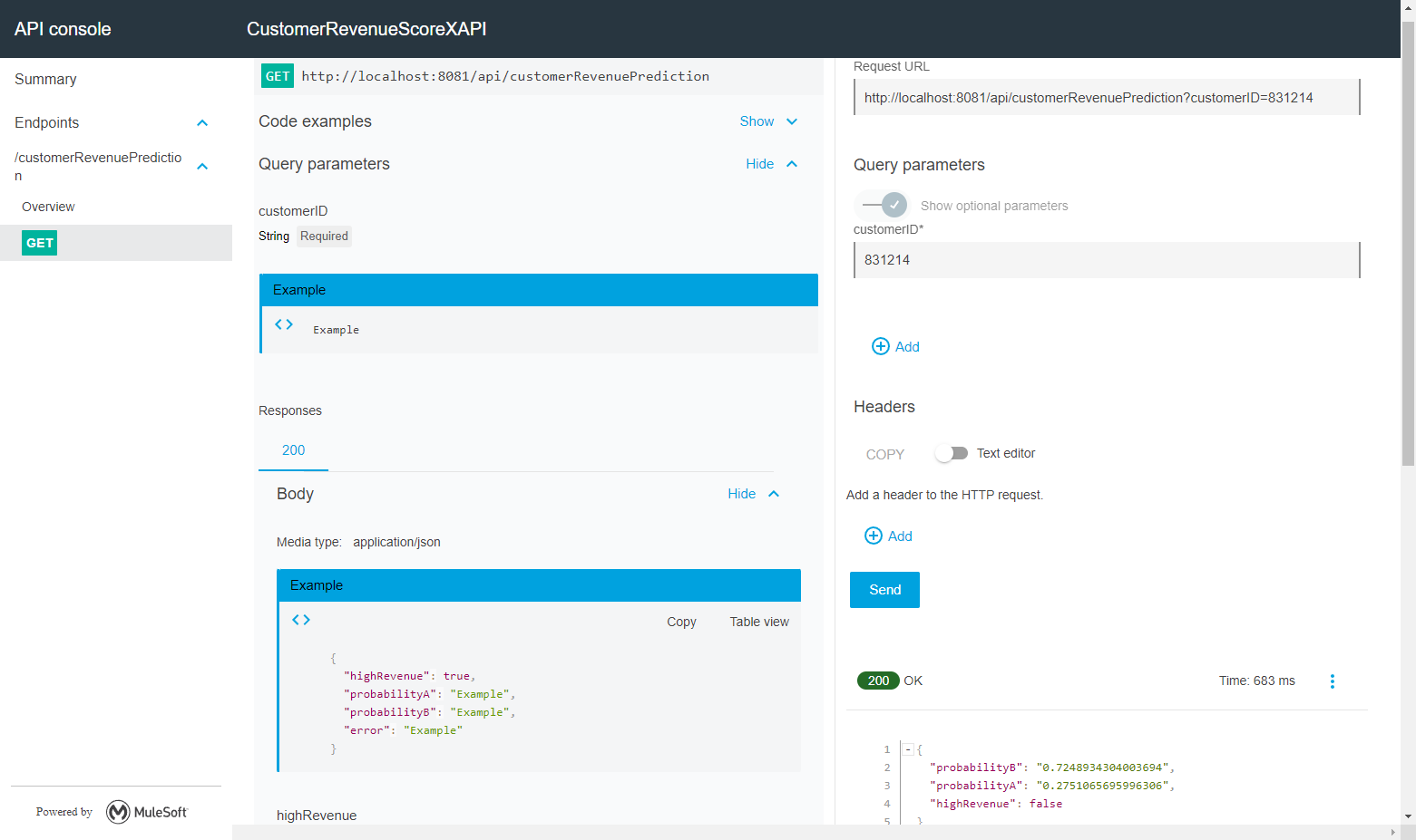 API console