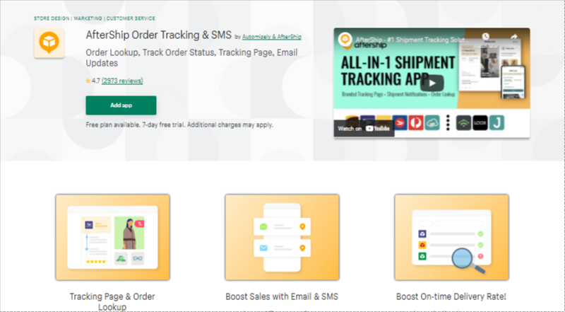Aftership Order Tracking & SMS Shopify App