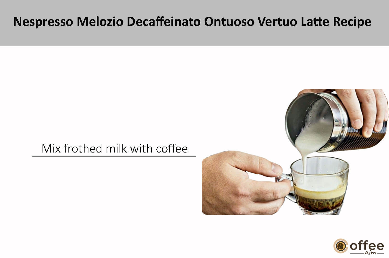 In this image i explain Add frothed milk to the brewed coffee.