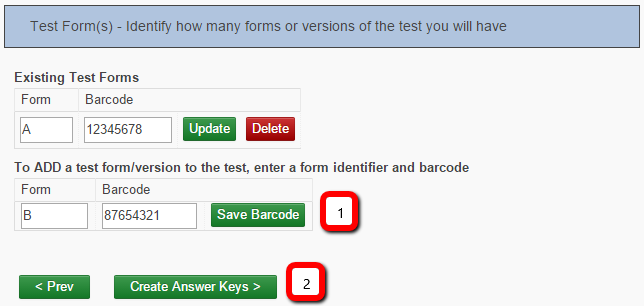 How do you create an answer key for a test?