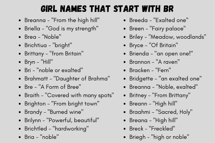 Girl Names That Start With Br