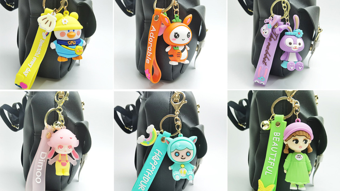 bluk PVC 3d printed keychain fun decorate on bags