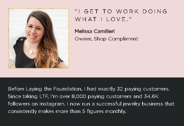Laying The Foundation testimonial by Melissa Camilleri