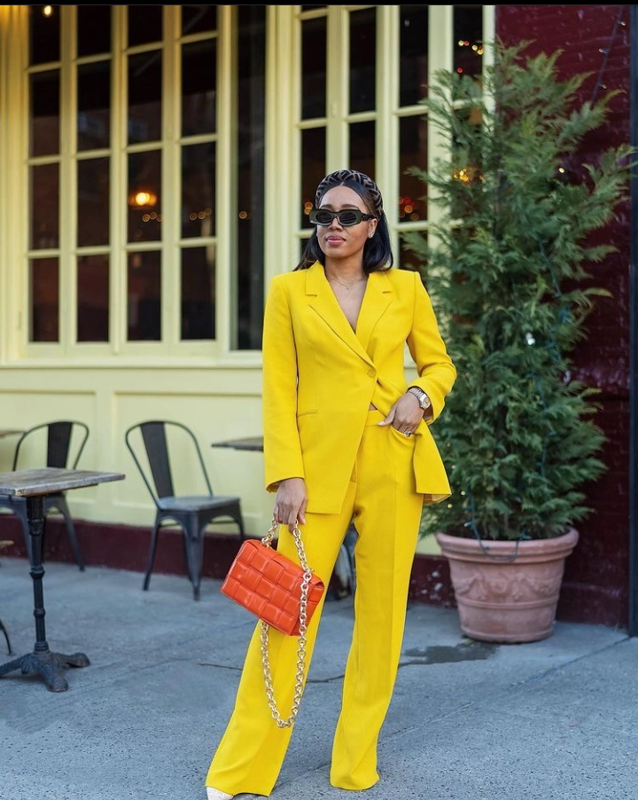 Yellow suit Work wear style for ladies 