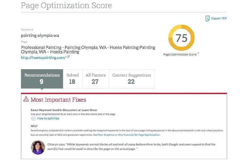 Moz On-page optimization 