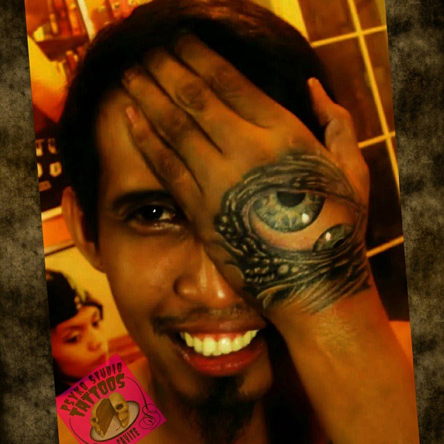 3D Mutant Eye Tattoo On Hand 