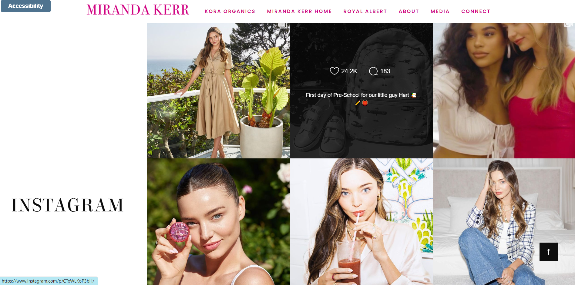 An example of a social media section of a model portfolio website