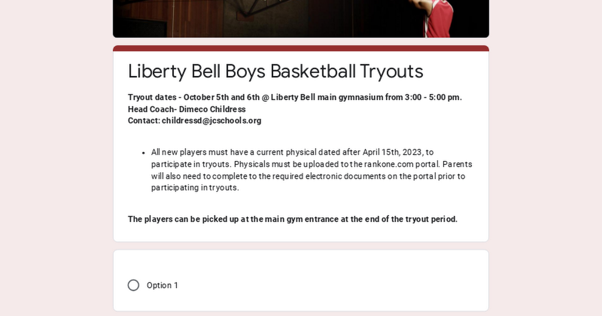 Liberty Bell Boys Basketball Tryouts