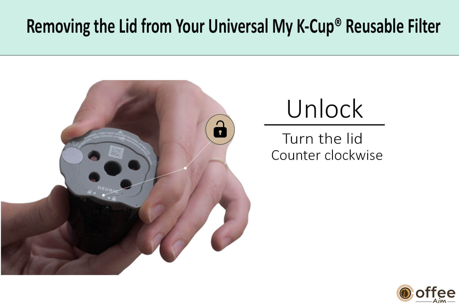 In this image, I elucidate the how to remove the lid from universal my k cup  reusable filter.