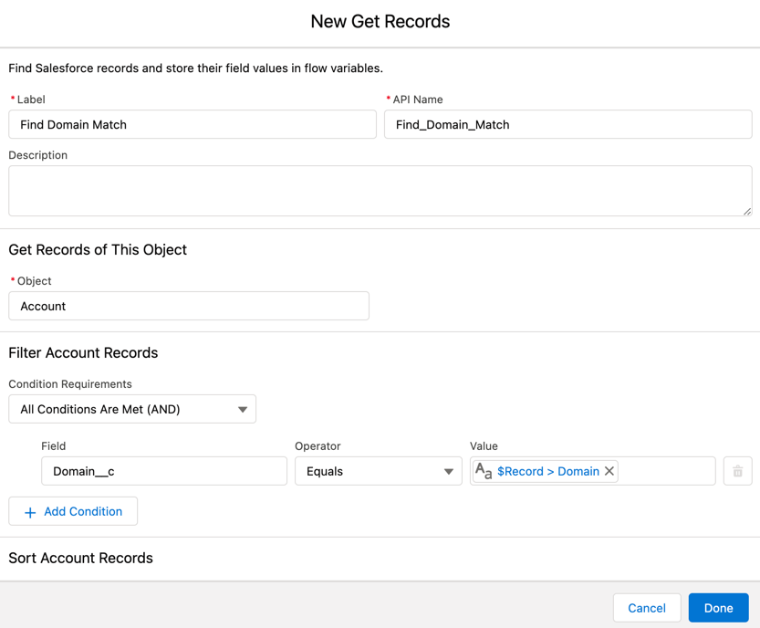 Add a Get Records element to the flow