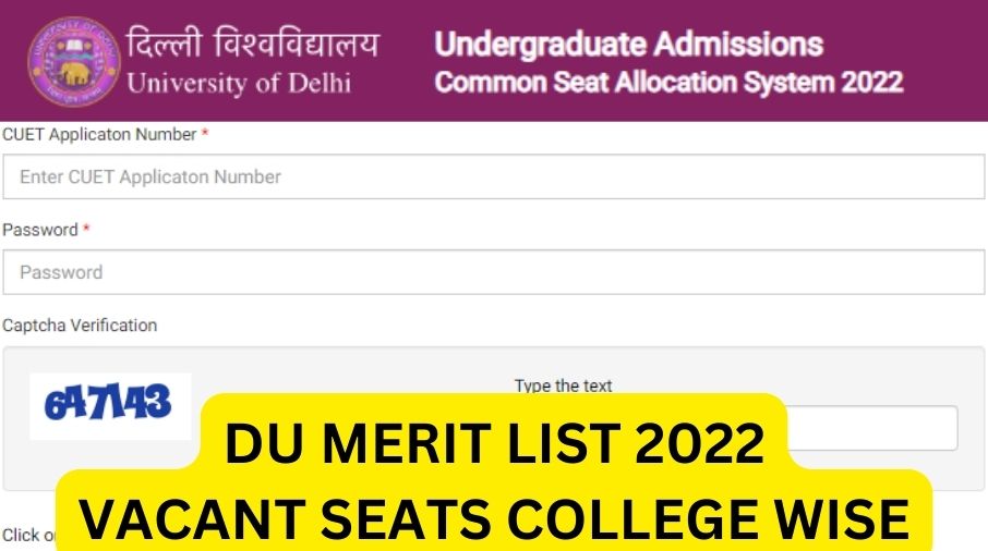 DU Merit List 2022 PDF, Vacant Seats College Wise