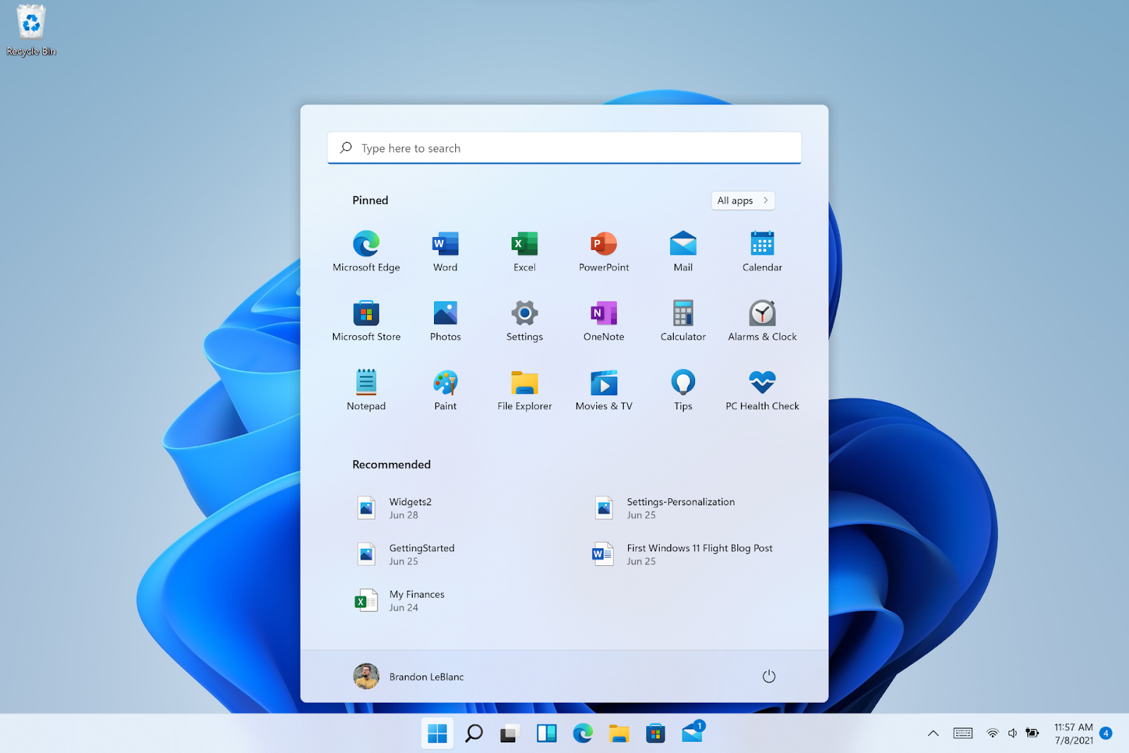 windows 11 File Explorer, Taskbar, and Start Menu