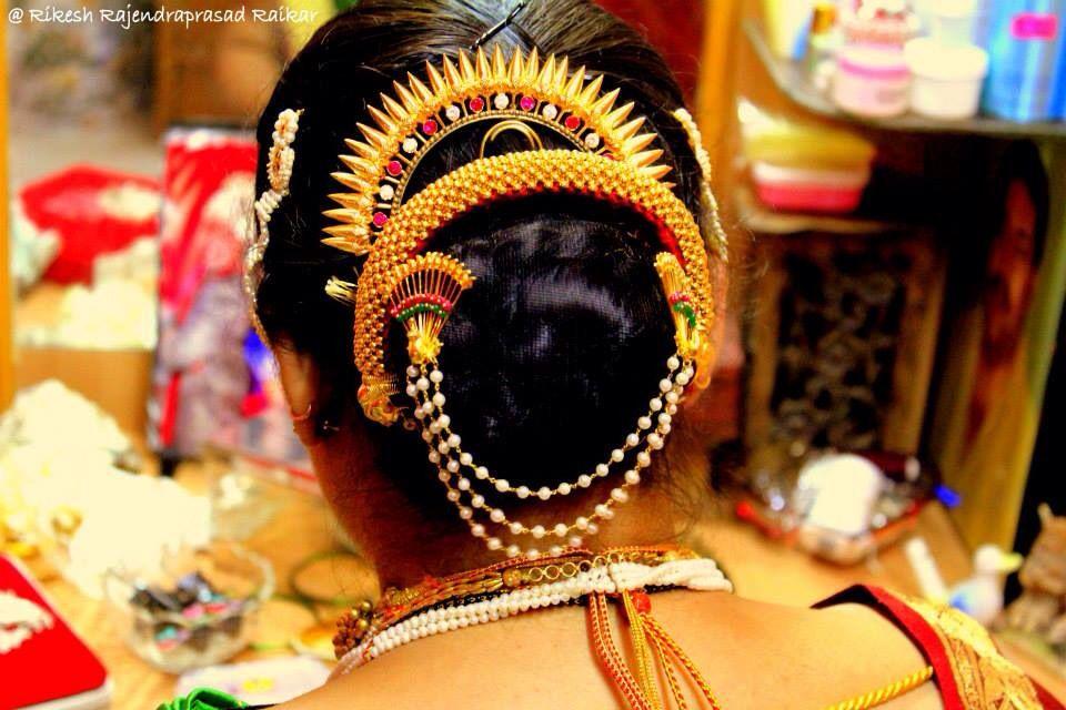 Goan gold hair jewelry "Surga valesar" "Aati " And mor veni | Gold ...