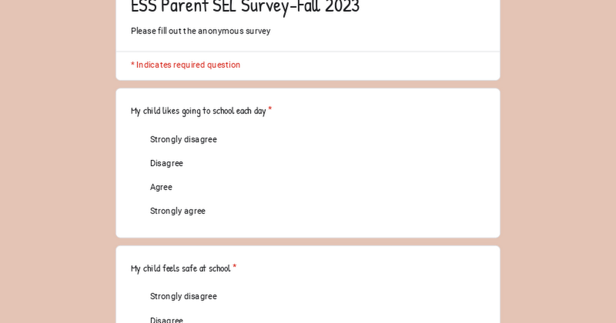 ESS Parent SEL Survey-Fall 2023