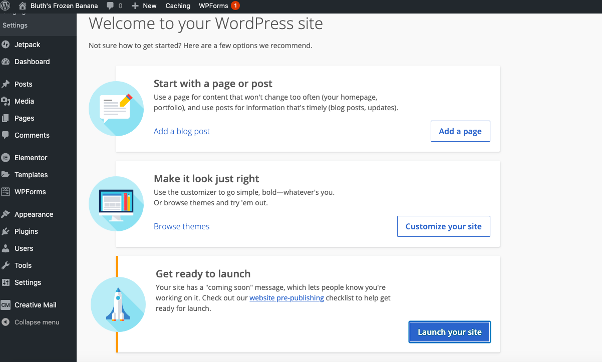 Screenshot of WordPress admin page