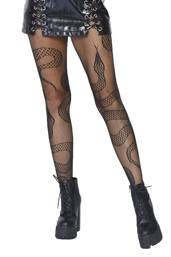 lady wearing fish nets tights under mini skirt