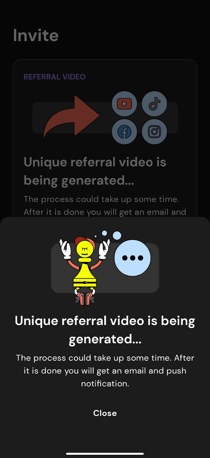 Pawns.app generating unique referral video