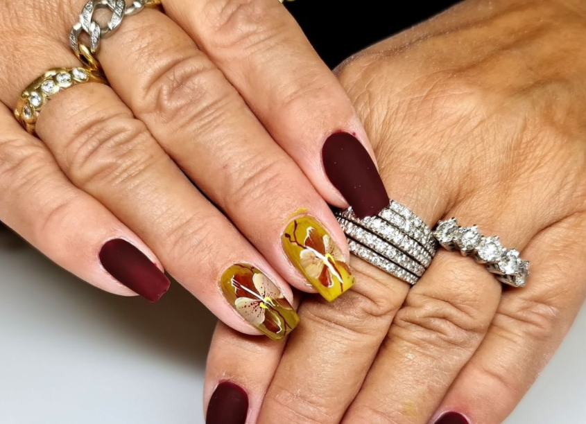 Burgundy Classy nails