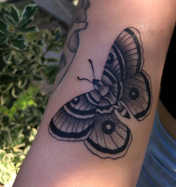 Black Work Moth Acceptable Tattoo 
