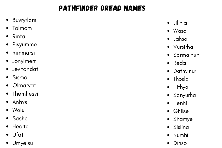 Pathfinder Oread Names