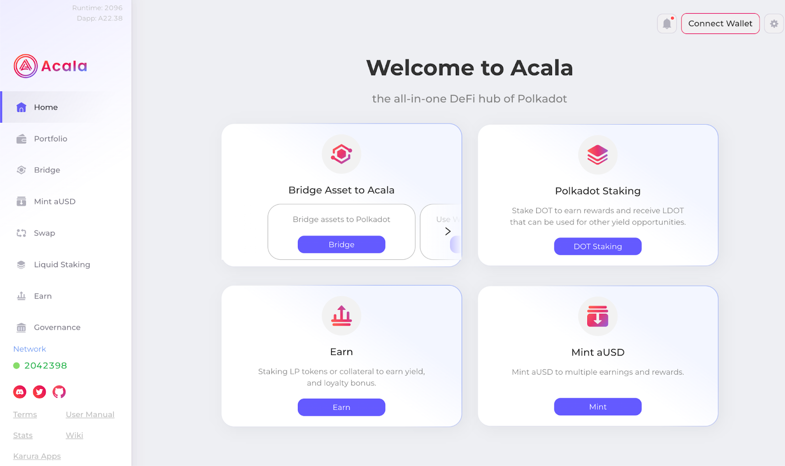 Giao diện của Acala Network