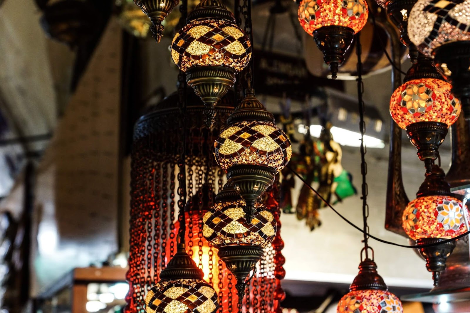 turkish mosaic lamps, grand bazaar istanbul